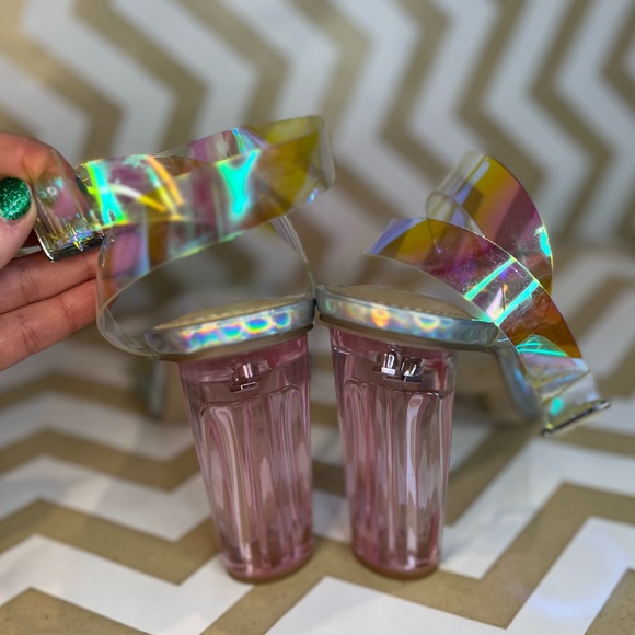 NWOT Shoe Dazzle “Hanna” Clear Transparent Iridescent Retro Strappy Heels, Sz 6 - Picture 4 of 6